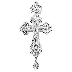 Крест наперсный латунный в серебрении, 6х12,5 см (без цепи)