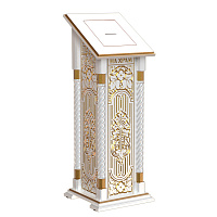 Ящик для пожертвований "Суздальский" белый с золотом (патина), тумба, напольный, 46х46х130 см