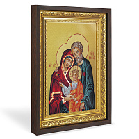 Икона Святого семейства, в широком багете, цвет "темный дуб", на холсте, с золочением