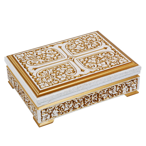 Ковчег для мощей "Суздальский" белый с золотом (патина), 40х30х12 см  фото 2