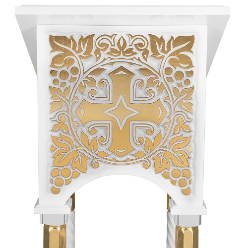 Аналой боковой "Суздальский" белый с золотом (поталь), колонны, резьба, 46х46х135 см фото 9