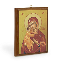Икона Божией Матери "Феодоровская" на деревянной основе, цвет "кипарис", на холсте с золочением