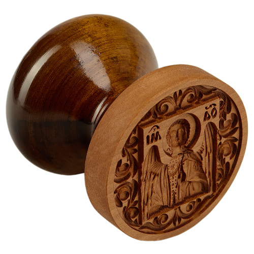 Печать для просфор с иконой Архангела Михаила, деревянная фото 2
