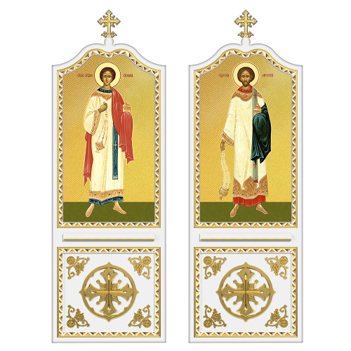 Диаконская дверь для "Благовещенского" иконостаса белая с золотом (поталь), 209х70х10 см