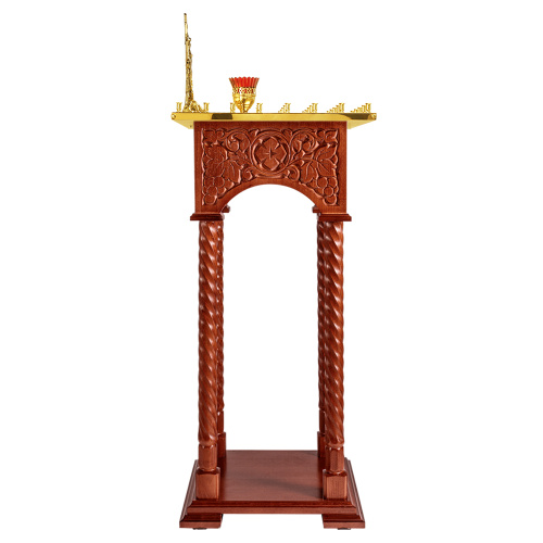 Панихидный стол на 36-50 свечей "Суздальский", цвет "кипарис", колонны, резьба, высота 100 см фото 3