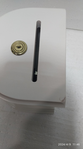 Ящик для пожертвований настольный "Макарьевский" белый с золотом (патина), полукруглый, 20х15х15 см, У-2022 фото 2