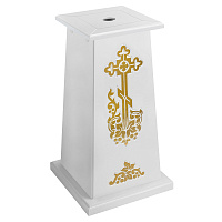 Подставка под хоругвь, крест, икону "Суздальская" белая с золотом (поталь)