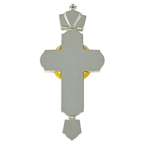 Крест наперсный из ювелирного сплава с украшениями, красные камни, 7х15 см фото 4