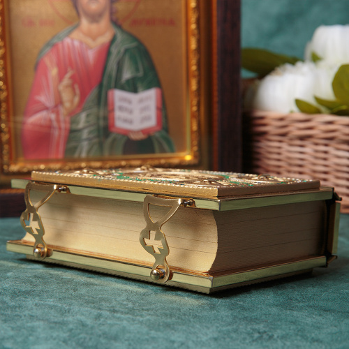Евангелие требное малое, полный оклад "под золото", эмаль, 12х16 см фото 9