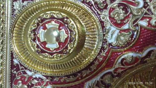 Апостол красный, полный оклад "под золото", эмаль, 23х30 см, У-1149 фото 5