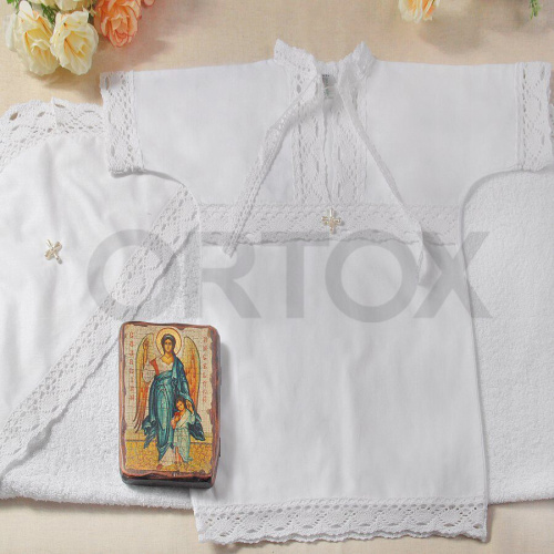 Комплект для крещения "Классика" белый: рубашка, чепчик, пеленка, размер в ассортименте фото 9