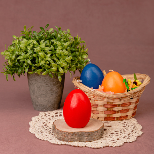 Свечи декоративные "Пасхальные яйца" в корзине, набор из трех штук фото 4