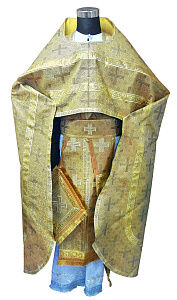 Иерейское облачение желтое, парча, вышивка (золотой галун с рисунком "крест")