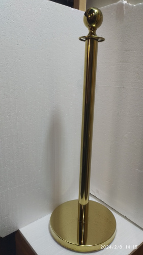 Столбик ограждения солеи металлический с шаром, 32х94 см, цвет "под золото", У-1078 фото 4