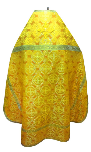 Иерейское облачение желтое, шелк, золотой галун с рисунком "крест" фото 2