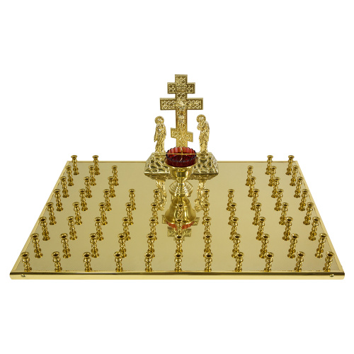 Крышка панихидного стола на 70 свечей с литой Голгофой, 70х50 см фото 3