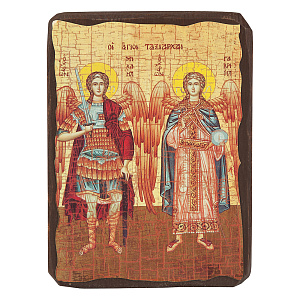 Икона Архангелов Михаила и Гавриила, под старину №4 (12х17 см)