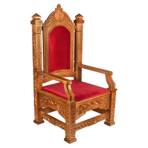 Архиерейский трон "Вятский", цвет "кипарис", 78х72х150 см (красная ткань)
