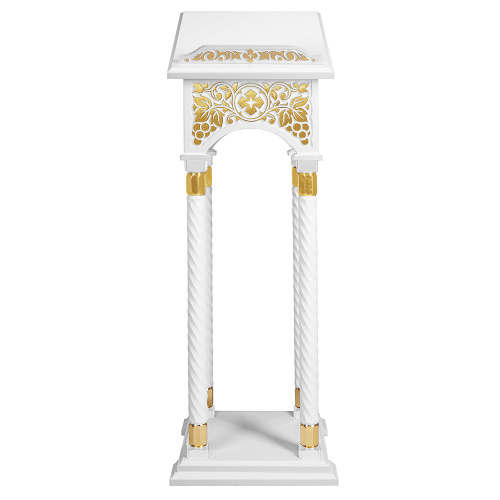 Аналой боковой "Суздальский" белый с золотом (поталь), колонны, резьба, 46х46х135 см фото 4