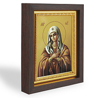 Икона Божией Матери "Умиление" (Серафимо-Дивеевская), в узком багете, цвет "темный дуб", на холсте, с золочением