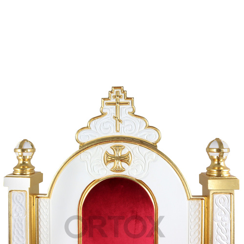 Архиерейский трон "Ярославский" белый с золотом (поталь), 78х72х160 фото 5