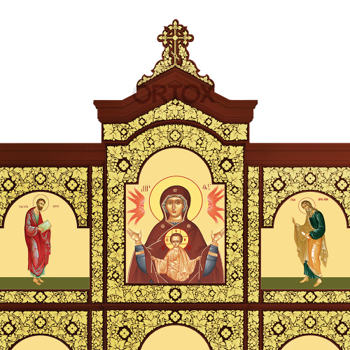 Иконостас "Суздальский" четырехъярусный, цвет "кипарис" с золотом (поталь), 608х637х25,4 см фото 9