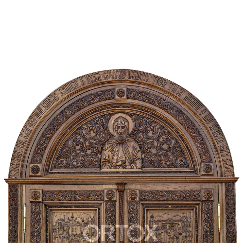 Храмовая дверь с резными иконами, 350х210 см фото 3