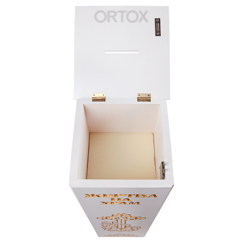 Ящик для пожертвований "Суздальский" белый с золотом (патина), напольный, прямой, 25х25х90 см фото 6