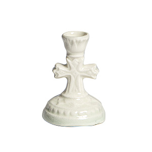 Подсвечник настольный керамический "Крест малый", 3х5 см (белый)