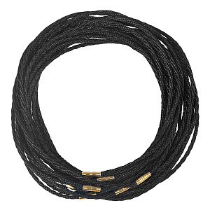 Гайтан шелковый черный, крученый (замок закрутка), 65 см (текстиль)