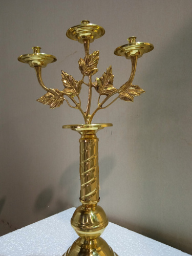 Подсвечник настольный на 3 свечи, латунь, 21х42 см, У-0513 фото 3
