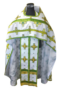 Иерейское облачение бело-зеленое, греческий шелк, вышивка (машинная вышивка)