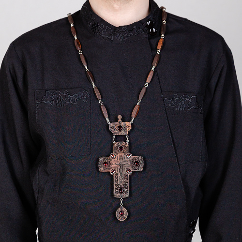 Крест наперсный "Наградной" деревянный резной, с цепью, 7,7х17,9 см фото 8