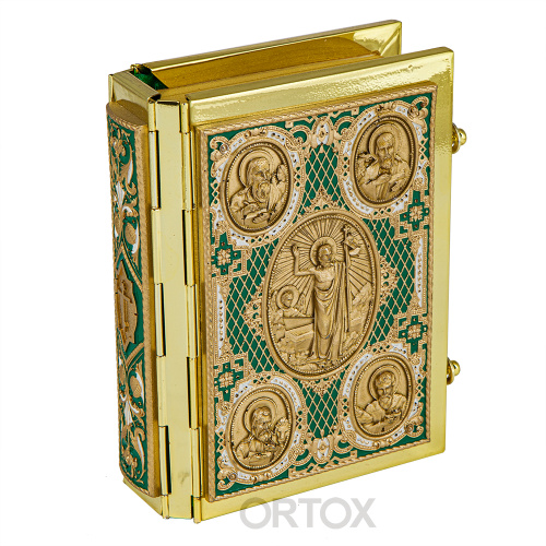 Евангелие требное малое, полный оклад "под золото", эмаль, 12х16 см фото 13