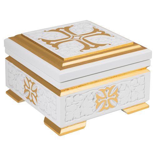 Ковчег для мощей "Суздальский" белый с золотом (поталь), 20х20х13 см фото 6