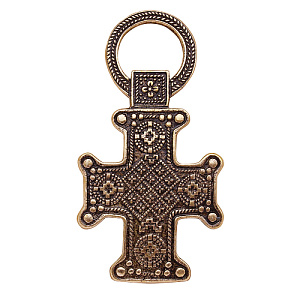 Крест нательный с орнаментом, латунь, 2,9х5,5 см (средний вес 9 г)