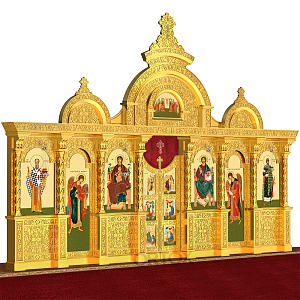 Иконостас "Владимирский" одноярусный позолоченный, 690х470х40 см (краска)