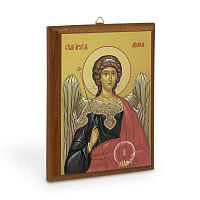 Икона Архангела Михаила на деревянной основе, цвет "кипарис", на холсте с золочением