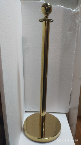 Столбик ограждения солеи металлический с шаром, 32х94 см, цвет "под золото", У-1078 фото 3