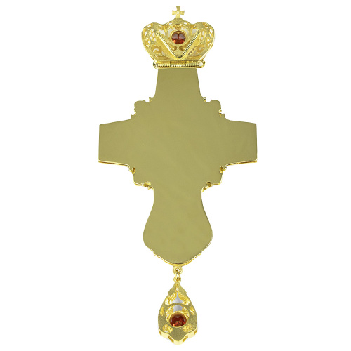 Крест наперсный из ювелирного сплава с позолотой и фианитами, 8,5х18 см фото 4