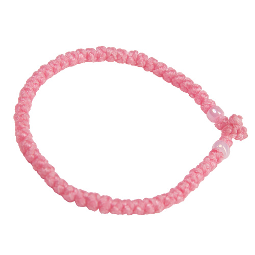 Браслет плетеный (комбоскини) с пластиковыми бусинами, розовый фото 6