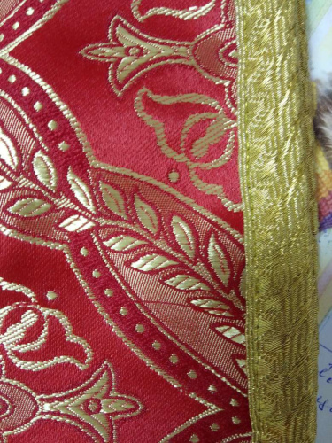 Накидка на аналой "Крест", шелк "Лавр", золотая тесьма, бахрома, 57х204 см, У-2011 фото 3