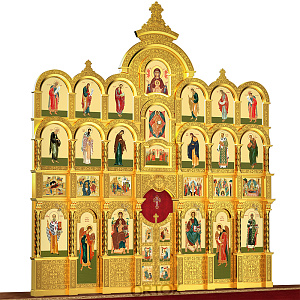 Иконостас "Владимирский" четырехъярусный позолоченный, 690х730х45 см (краска)