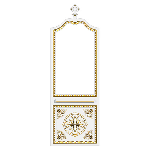 Диаконская дверь для "Благовещенского" иконостаса белая с золотом (патина), 209х70х10 см фото 2