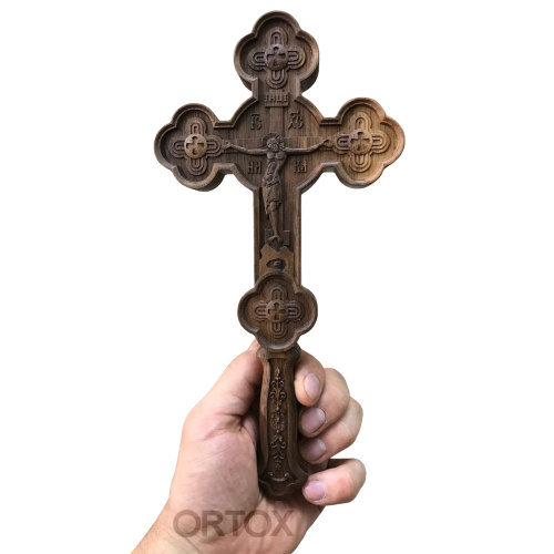 Крест напрестольный деревянный резной, 11х23,8 см фото 5