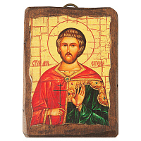 Икона мученика Евгения Мелитинского, под старину, 6,5х9 см