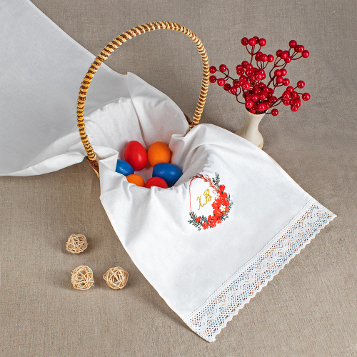 Комплект пасхальный "Весенние цветы": рушник и салфетка, бязь, вышивка фото 2