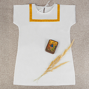Рубашка для крещения хлопчатобумажная, цвет в ассортименте (размер 38, желтая кайма)