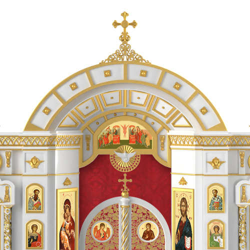 Иконостас "Рождественский" двухъярусный белый с золотом (поталь), 848,5х456х53 см фото 7