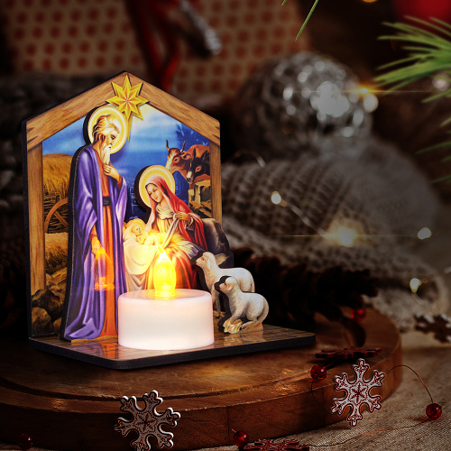 Вертеп "Рождественский" с подсветкой, МДФ, 13х3,8х10,2 см фото 2